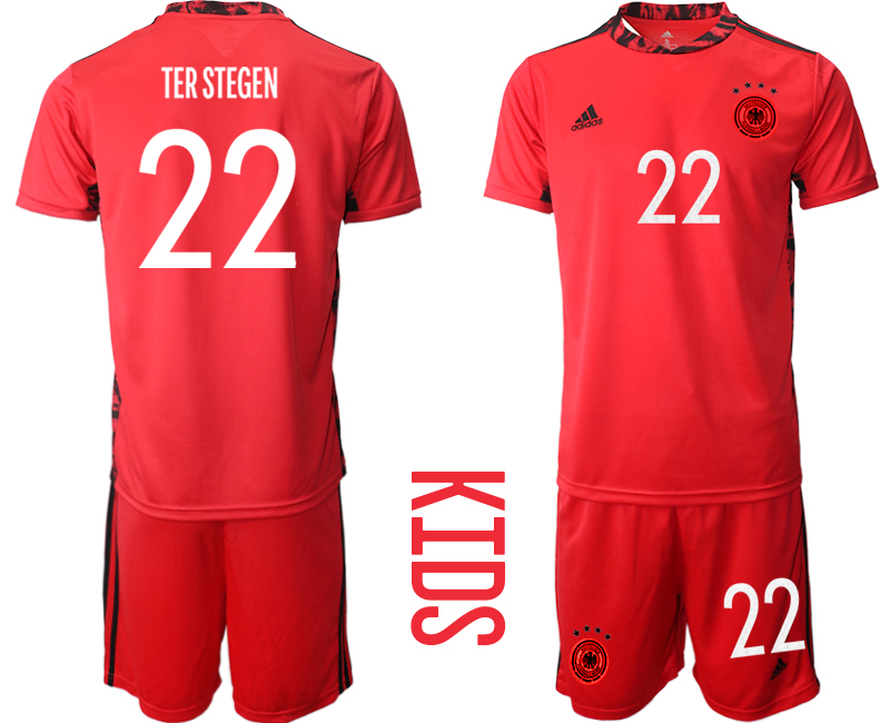 Youth 2021 European Cup Germany red goalkeeper #22 Soccer Jersey